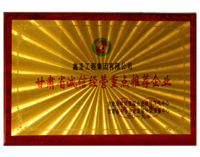 甘肅省誠信經(jīng)營(yíng)重點(diǎn)推薦企業(yè)